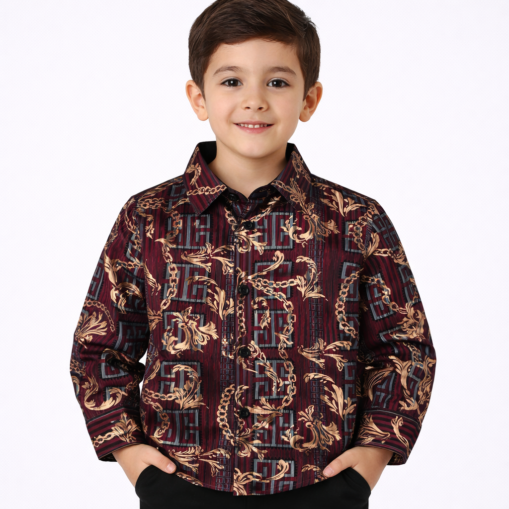 PAVINI KIDS Long Sleeve Satin Button-Down Shirt