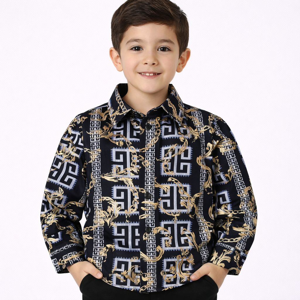PAVINI KIDS Long Sleeve Satin Button-Down Shirt
