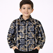 PAVINI KIDS Long Sleeve Satin Button-Down Shirt