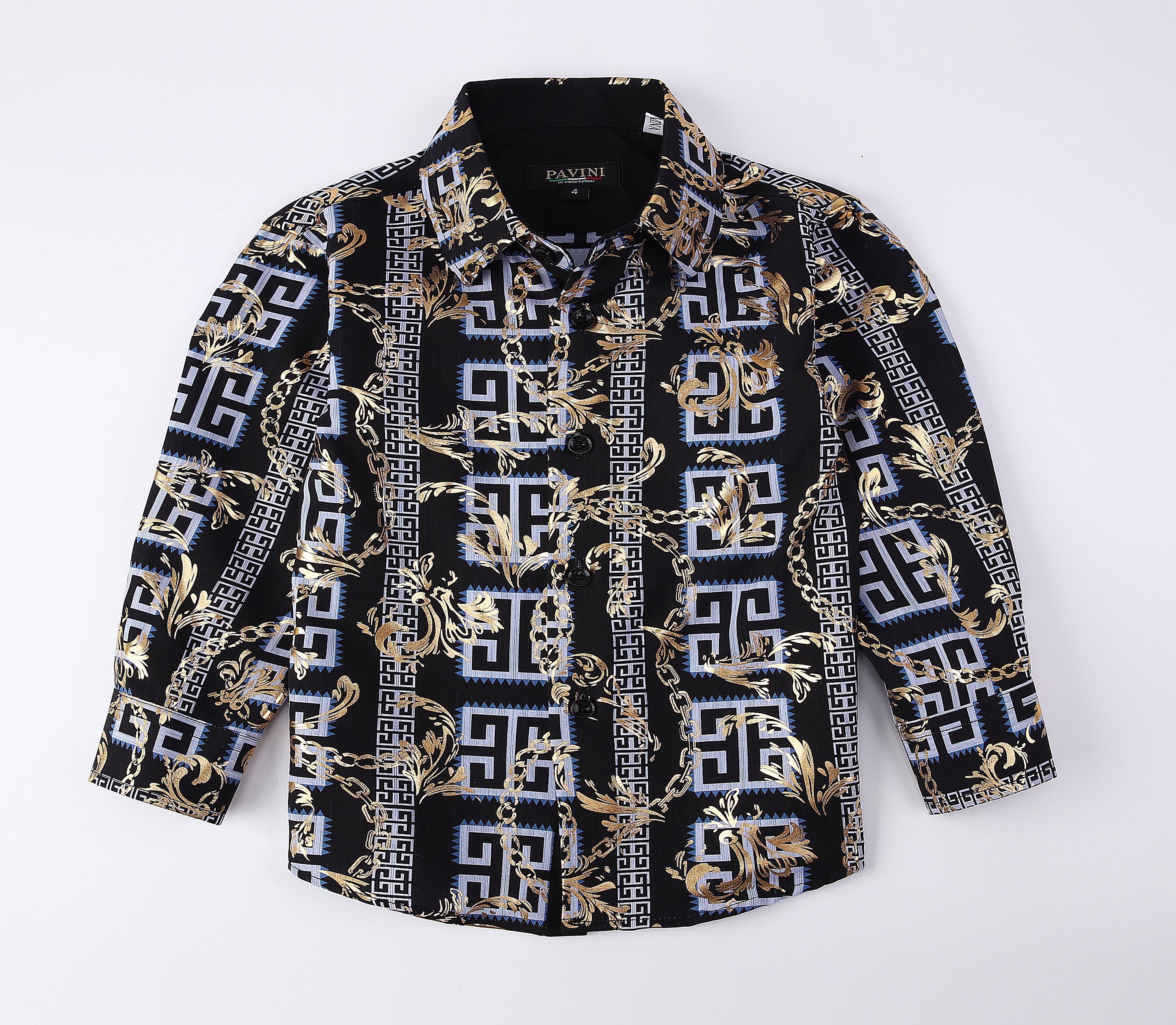 PAVINI KIDS Long Sleeve Satin Button-Down Shirt