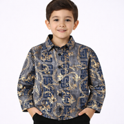PAVINI KIDS Long Sleeve Satin Button-Down Shirt