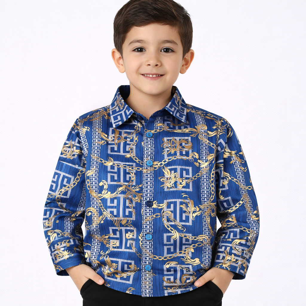 PAVINI KIDS Long Sleeve Satin Button-Down Shirt