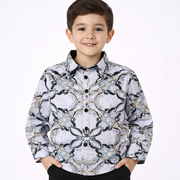 PAVINI KIDS Long Sleeve Satin Button-Down Shirt