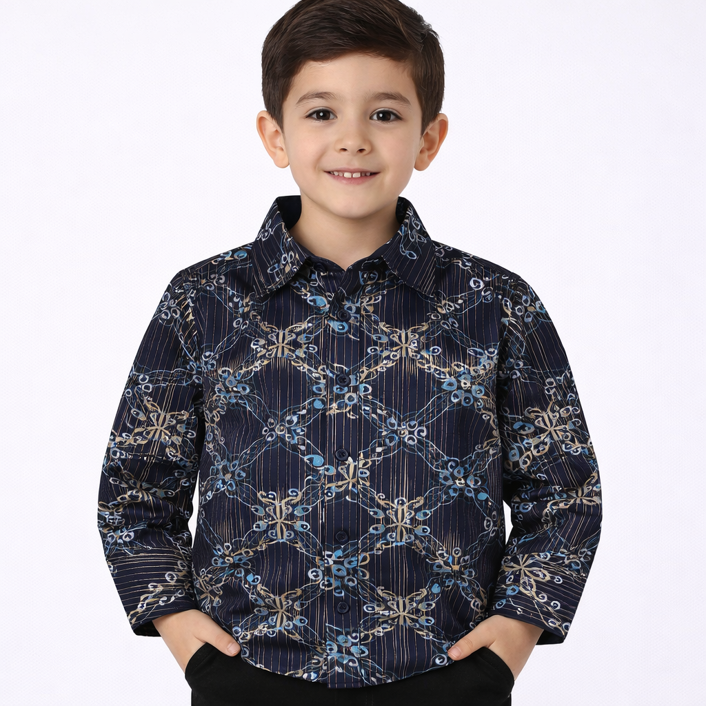 PAVINI KIDS Long Sleeve Satin Button-Down Shirt