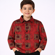 PAVINI KIDS Long Sleeve Satin Button-Down Shirt