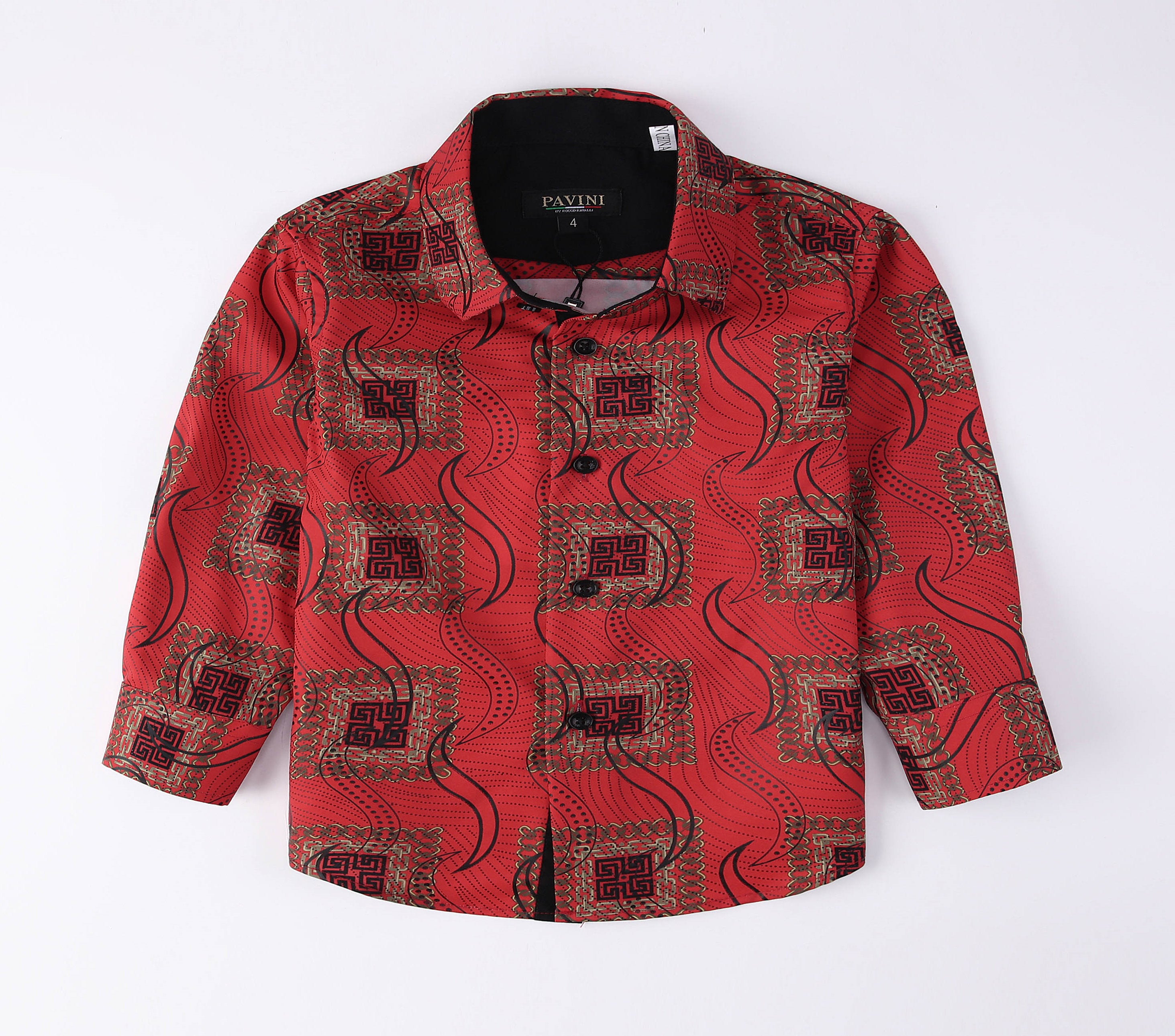 PAVINI KIDS Long Sleeve Satin Button-Down Shirt