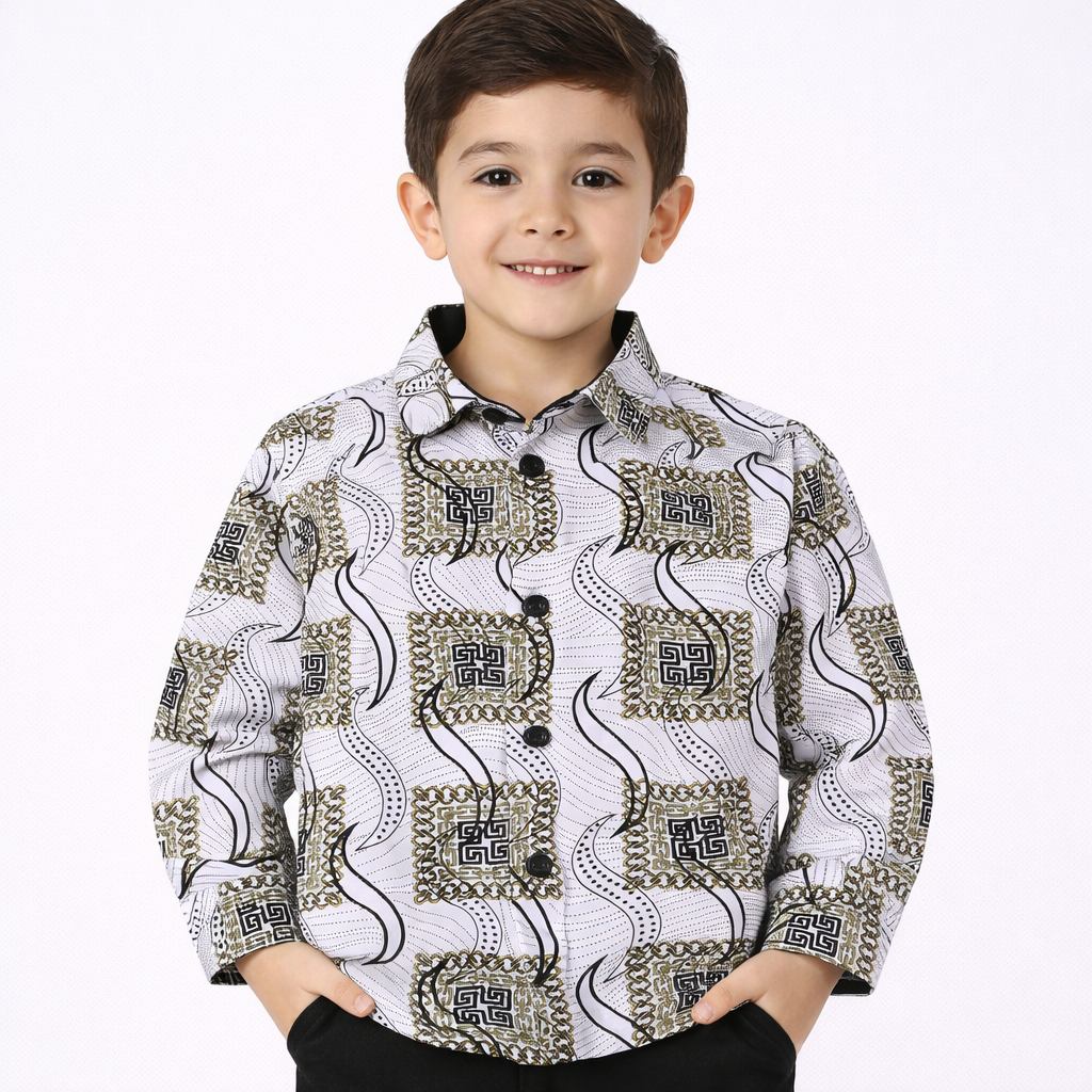 PAVINI KIDS Long Sleeve Satin Button-Down Shirt