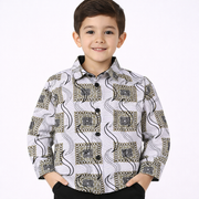 PAVINI KIDS Long Sleeve Satin Button-Down Shirt