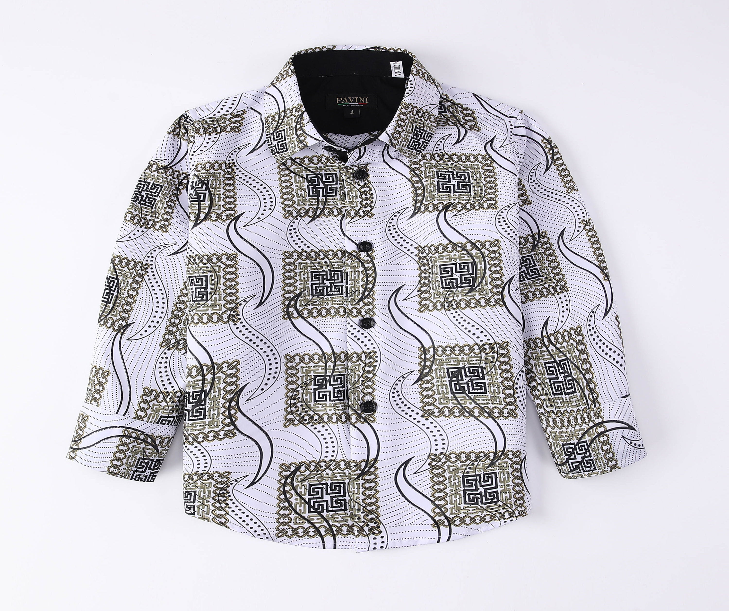 PAVINI KIDS Long Sleeve Satin Button-Down Shirt