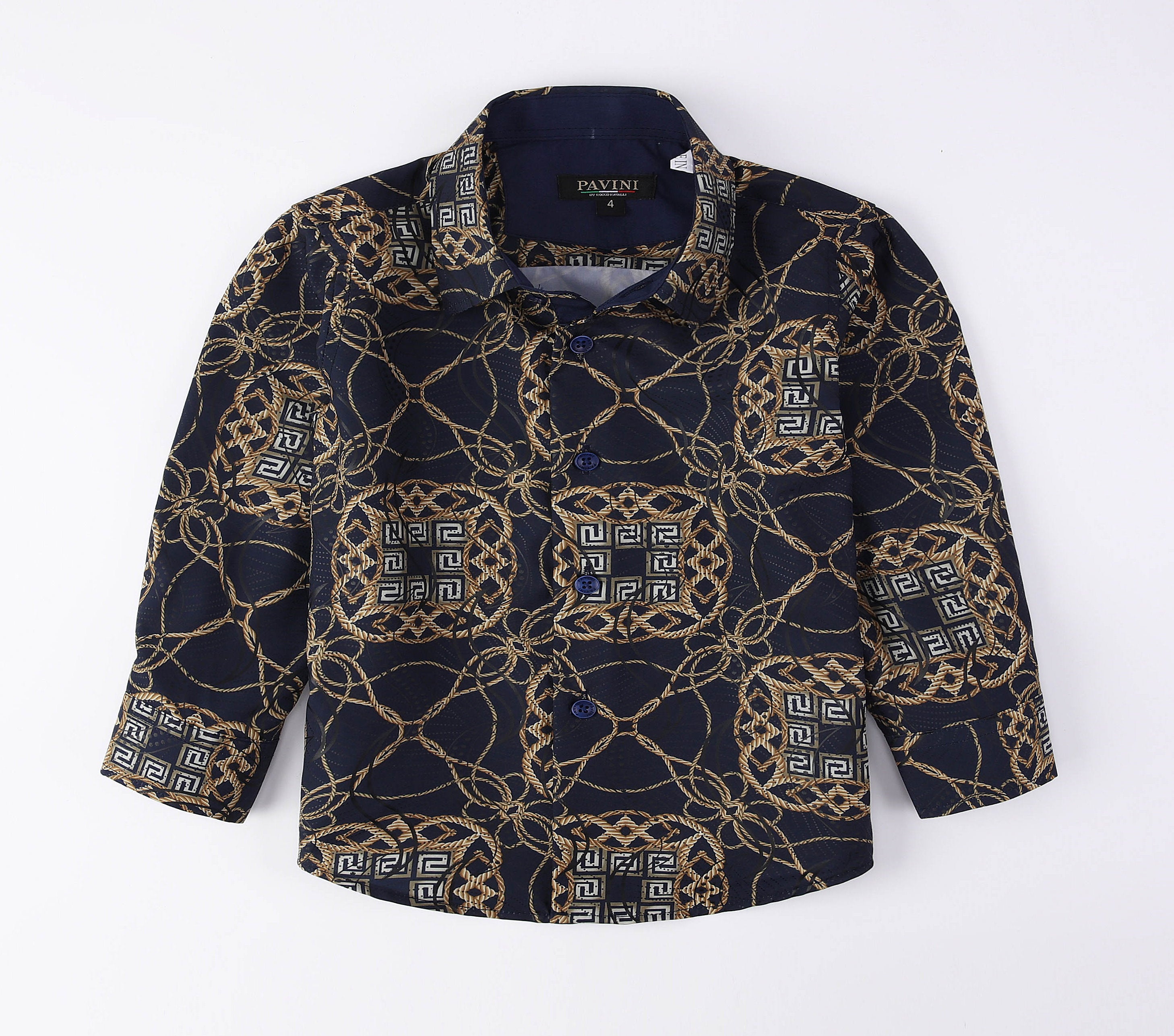 PAVINI KIDS Long Sleeve Satin Button-Down Shirt