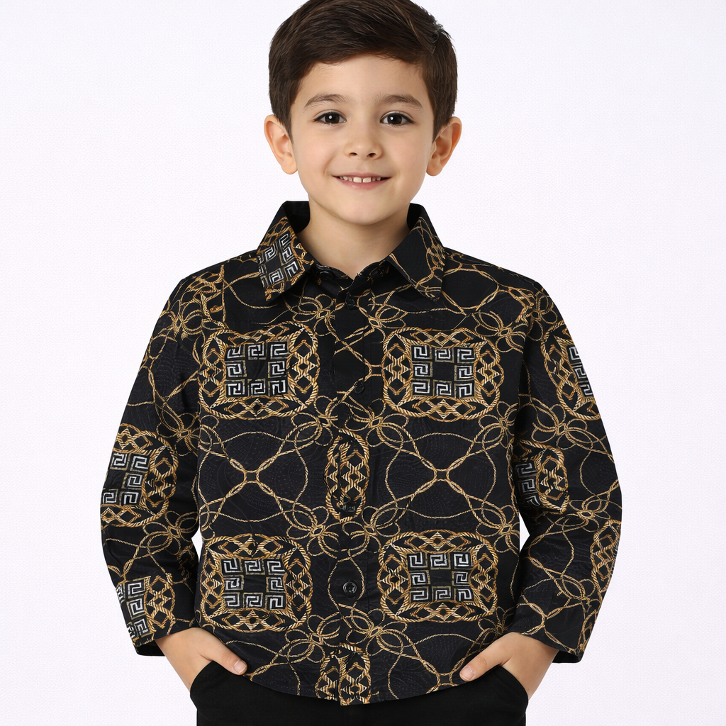 PAVINI KIDS Long Sleeve Satin Button-Down Shirt