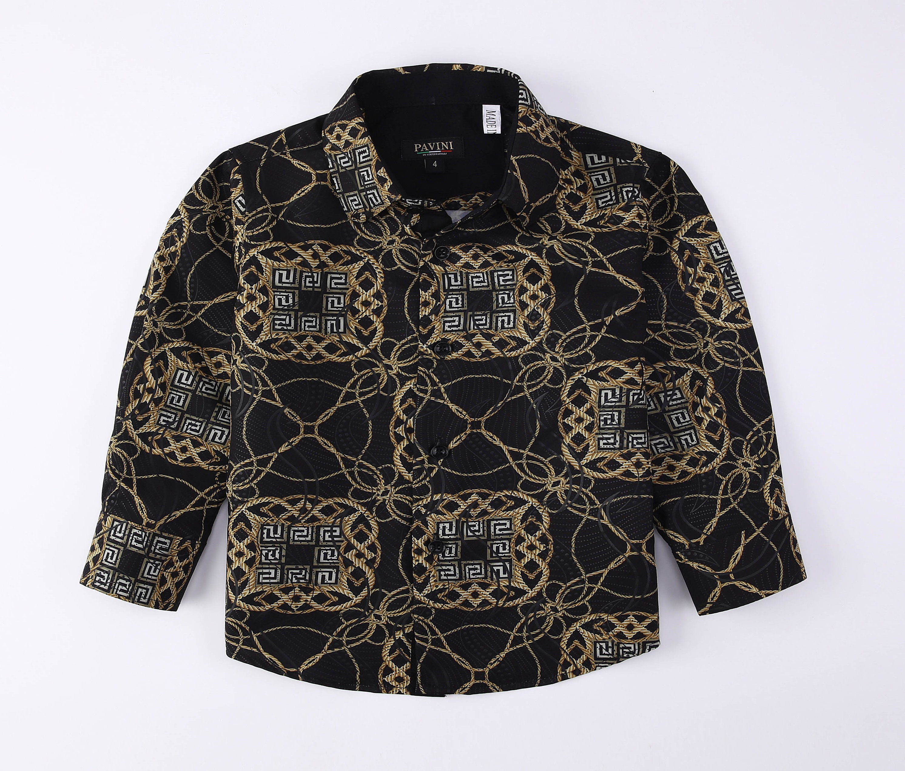 PAVINI KIDS Long Sleeve Satin Button-Down Shirt