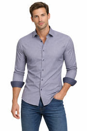 PAVINI MEN Tone-on-Tone Dot Long Sleeve Button-Down Shirt