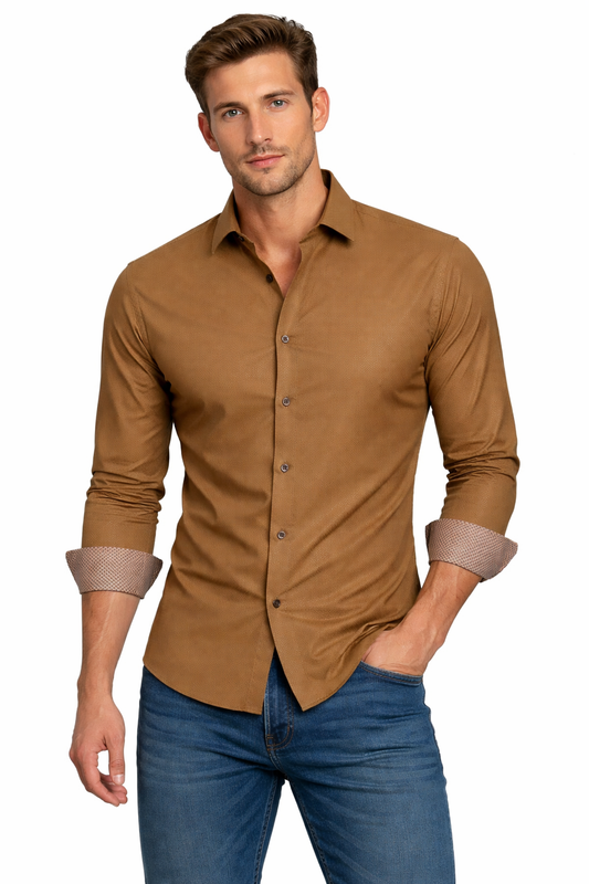 PAVINI MEN Tone-on-Tone Dot Long Sleeve Button-Down Shirt