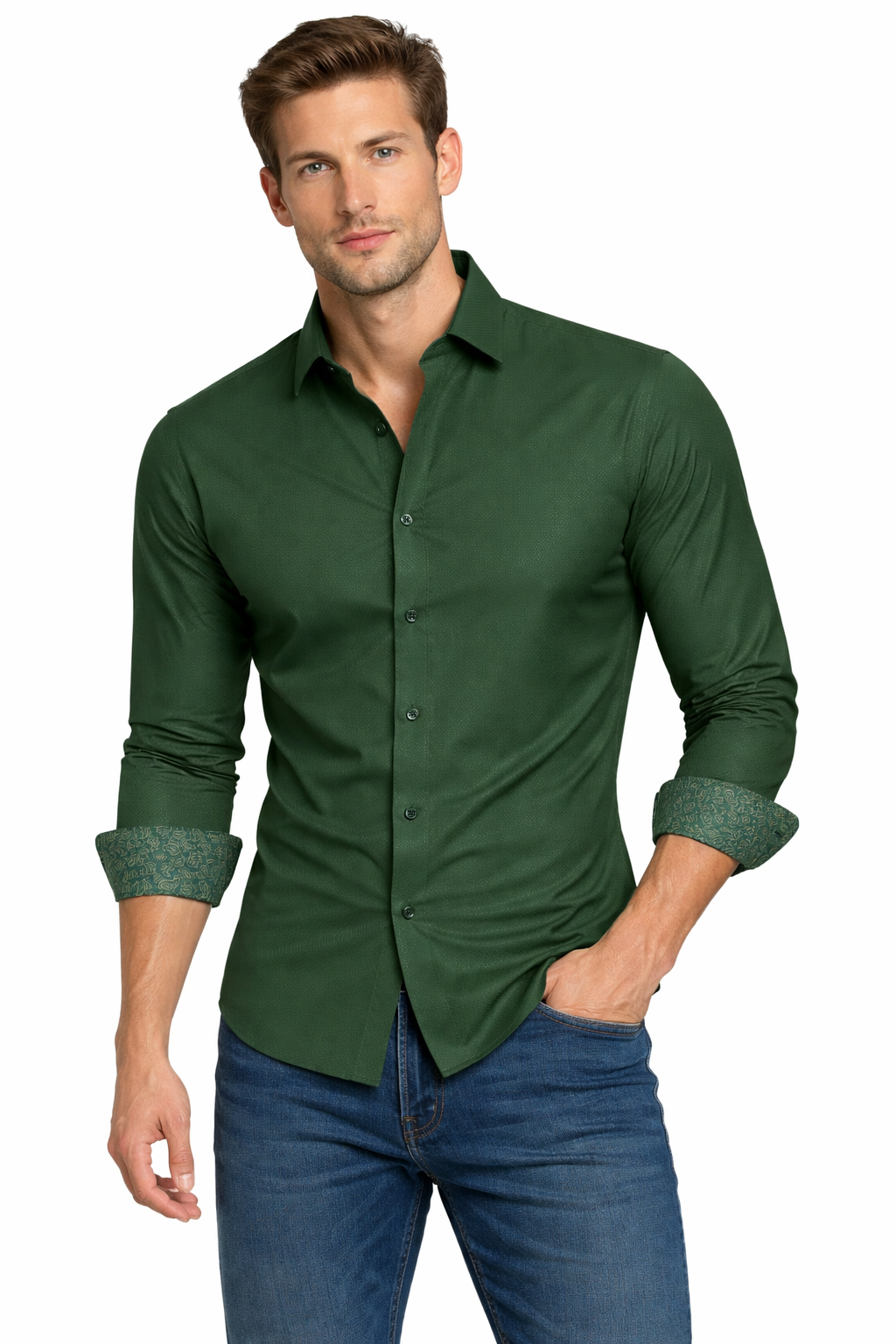 PAVINI MEN Tone-on-Tone Dot Long Sleeve Button-Down Shirt