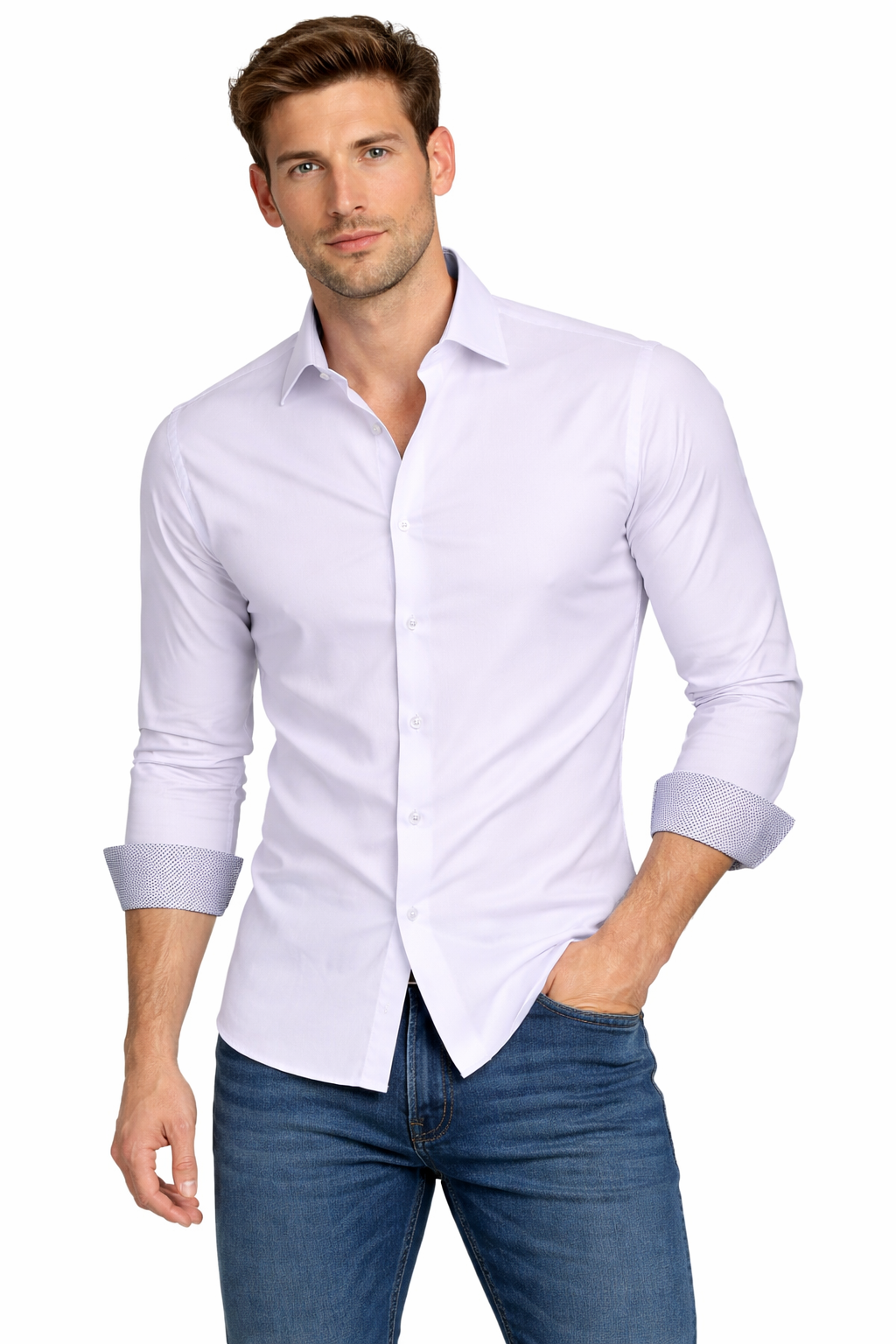 PAVINI MEN Tone-on-Tone Dot Long Sleeve Button-Down Shirt