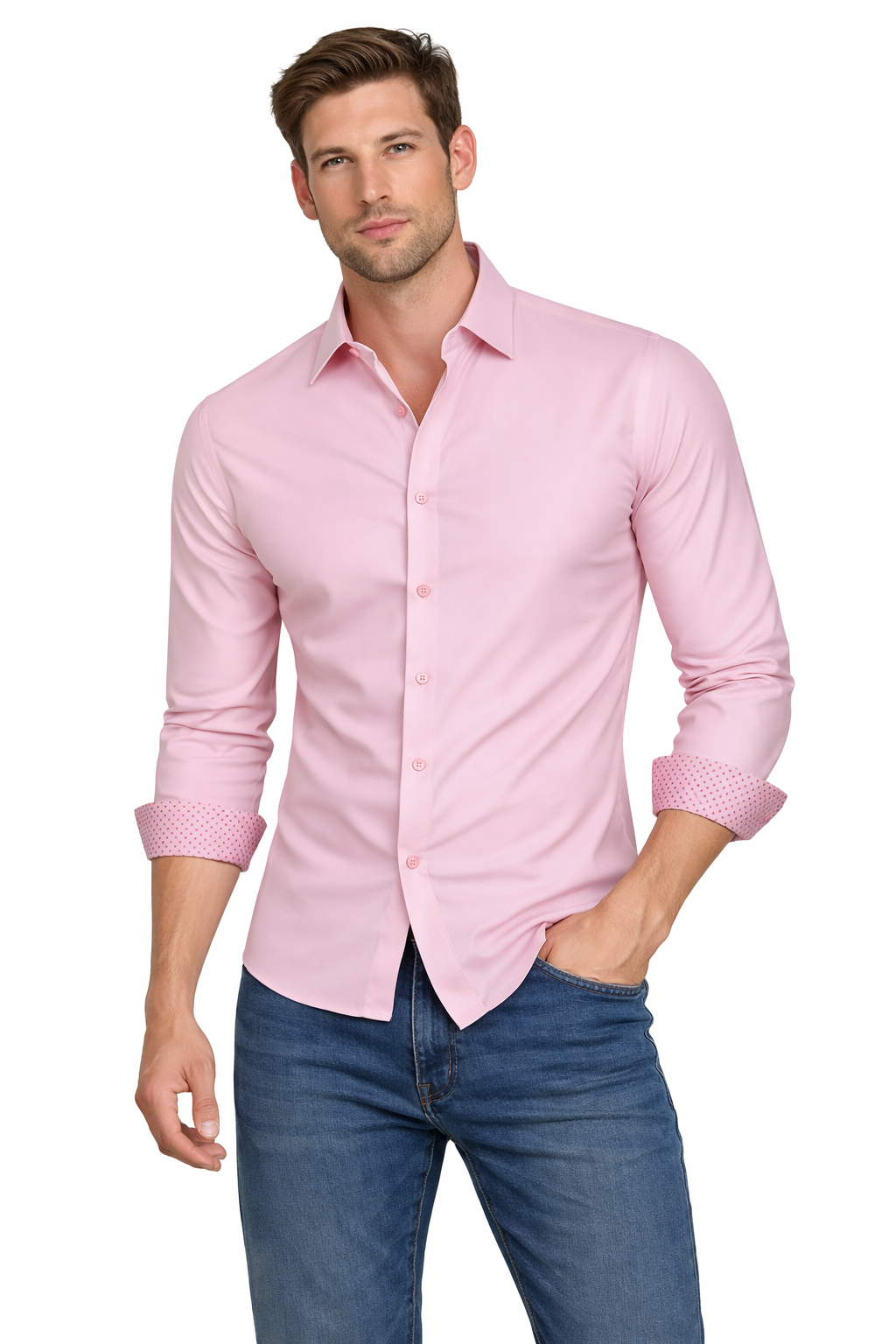 PAVINI MEN Tone-on-Tone Dot Long Sleeve Button-Down Shirt