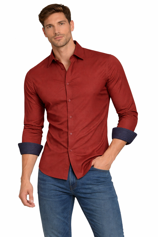 PAVINI MEN Tone-on-Tone Dot Long Sleeve Button-Down Shirt