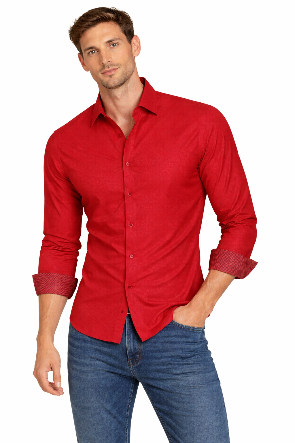 PAVINI MEN Tone-on-Tone Dot Long Sleeve Button-Down Shirt