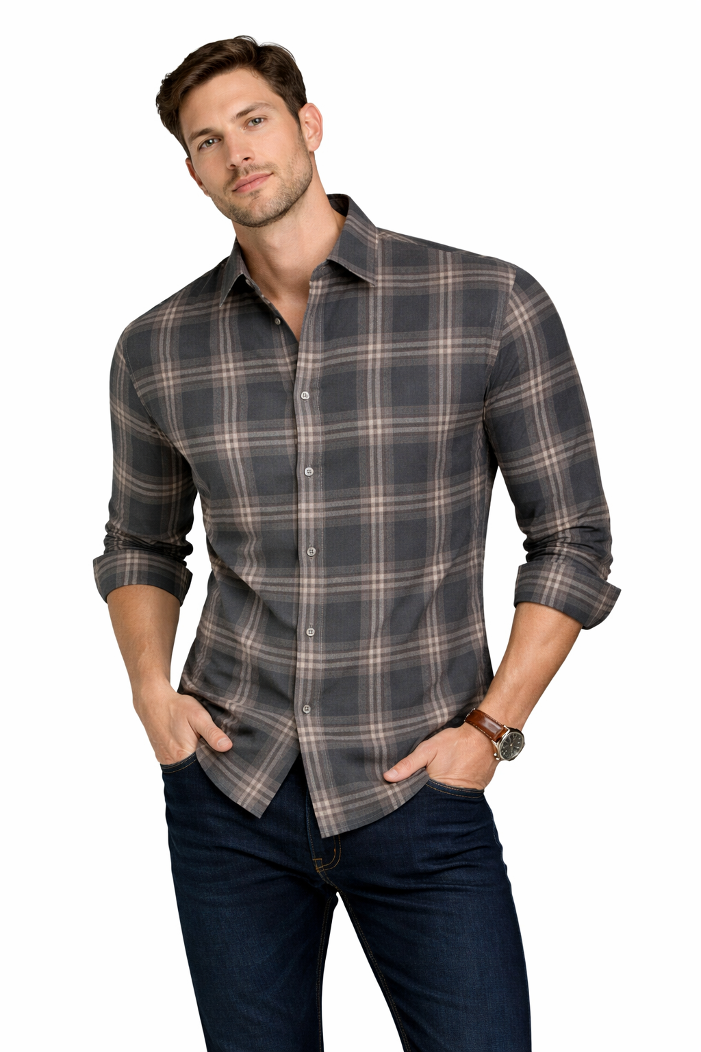 Pavini Long Sleeve Men's Plaid Shirt