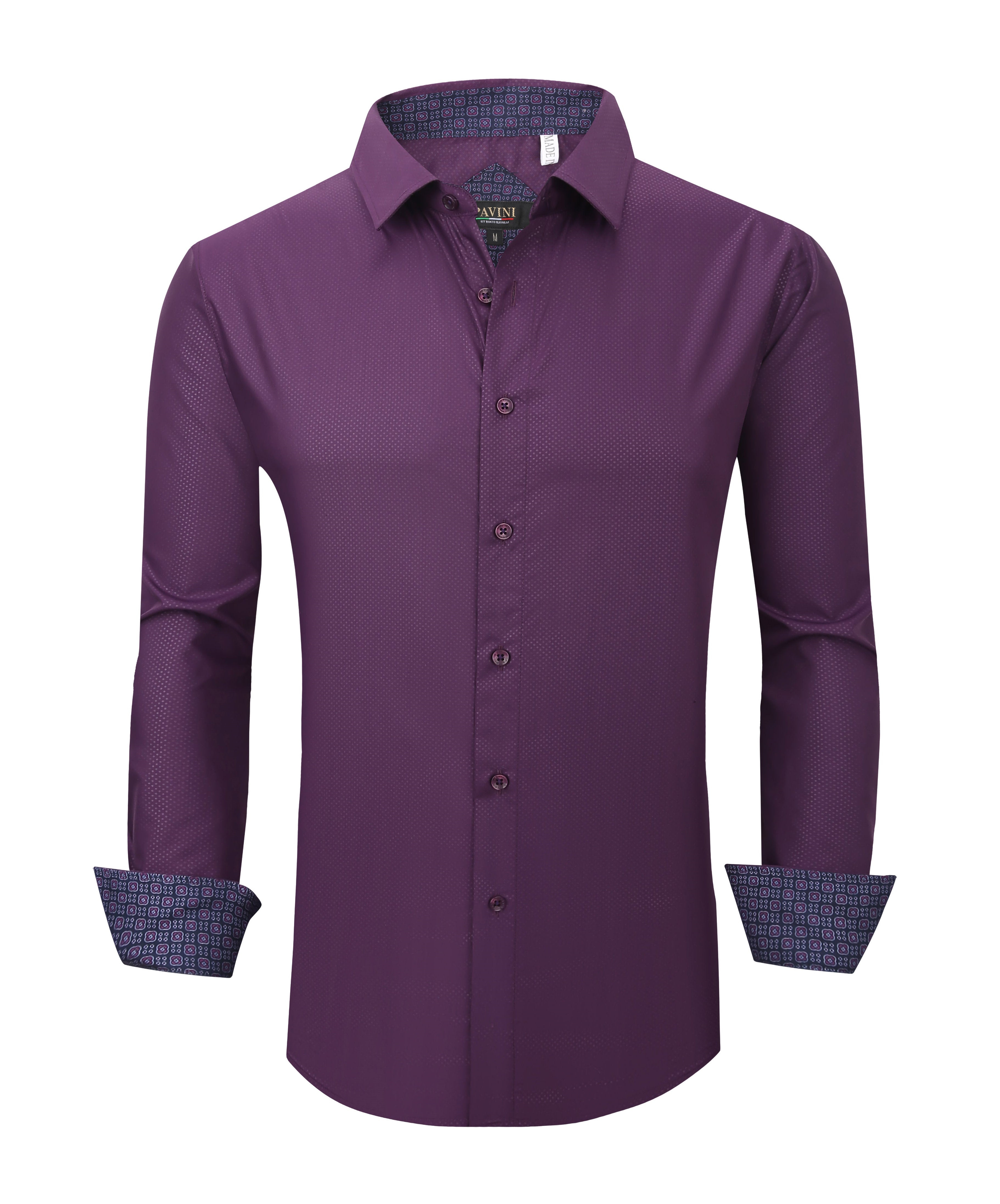 PAVINI MEN Tone-on-Tone Dot Long Sleeve Button-Down Shirt