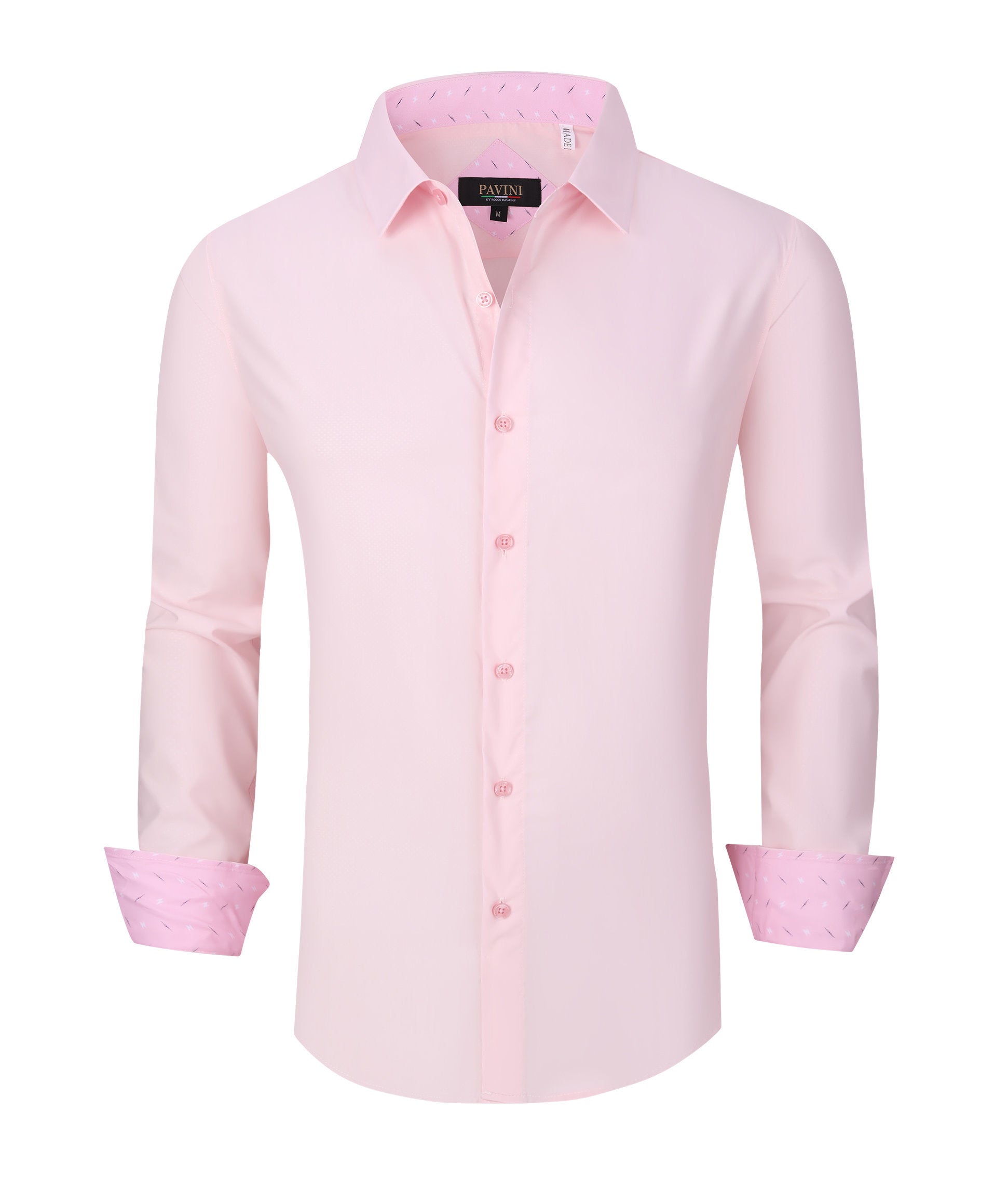 pavini dress shirts Men's Satin Fashion Shirt with Printed Detail Pavini