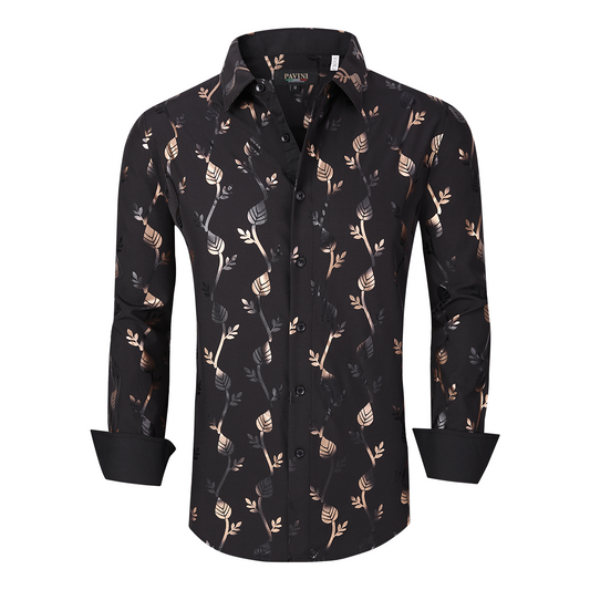 Men’s Noir Leave Print Shirt