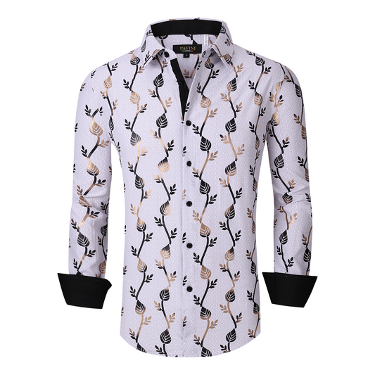 Men’s Two Tone Leave Print Shirt