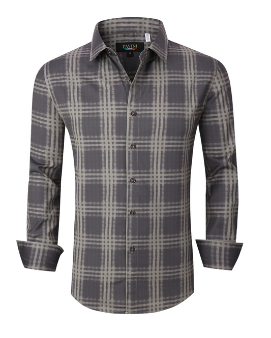 Men’s Casual Checkered Button-Up Shirt