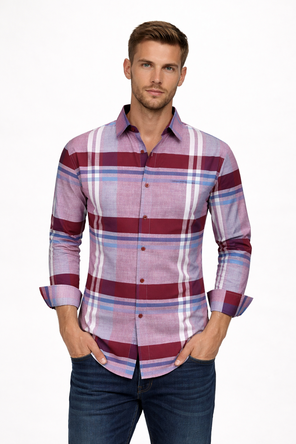 Pavini Long Sleeve Men's Plaid Shirt