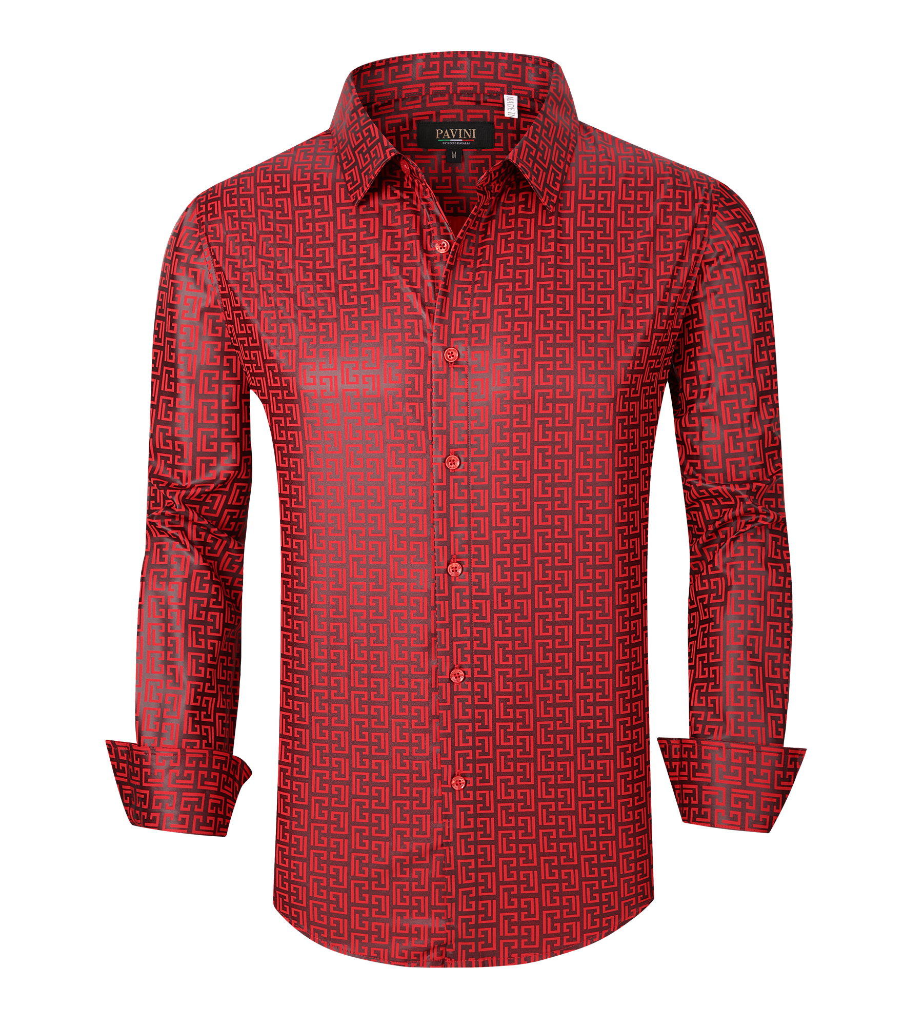 Men’s Satin Fashion Shirt with Printed Detail