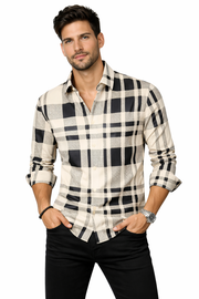 Men’s Satin Fashion Shirt with Printed Detail
