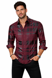 Men’s Satin Fashion Shirt with Printed Detail