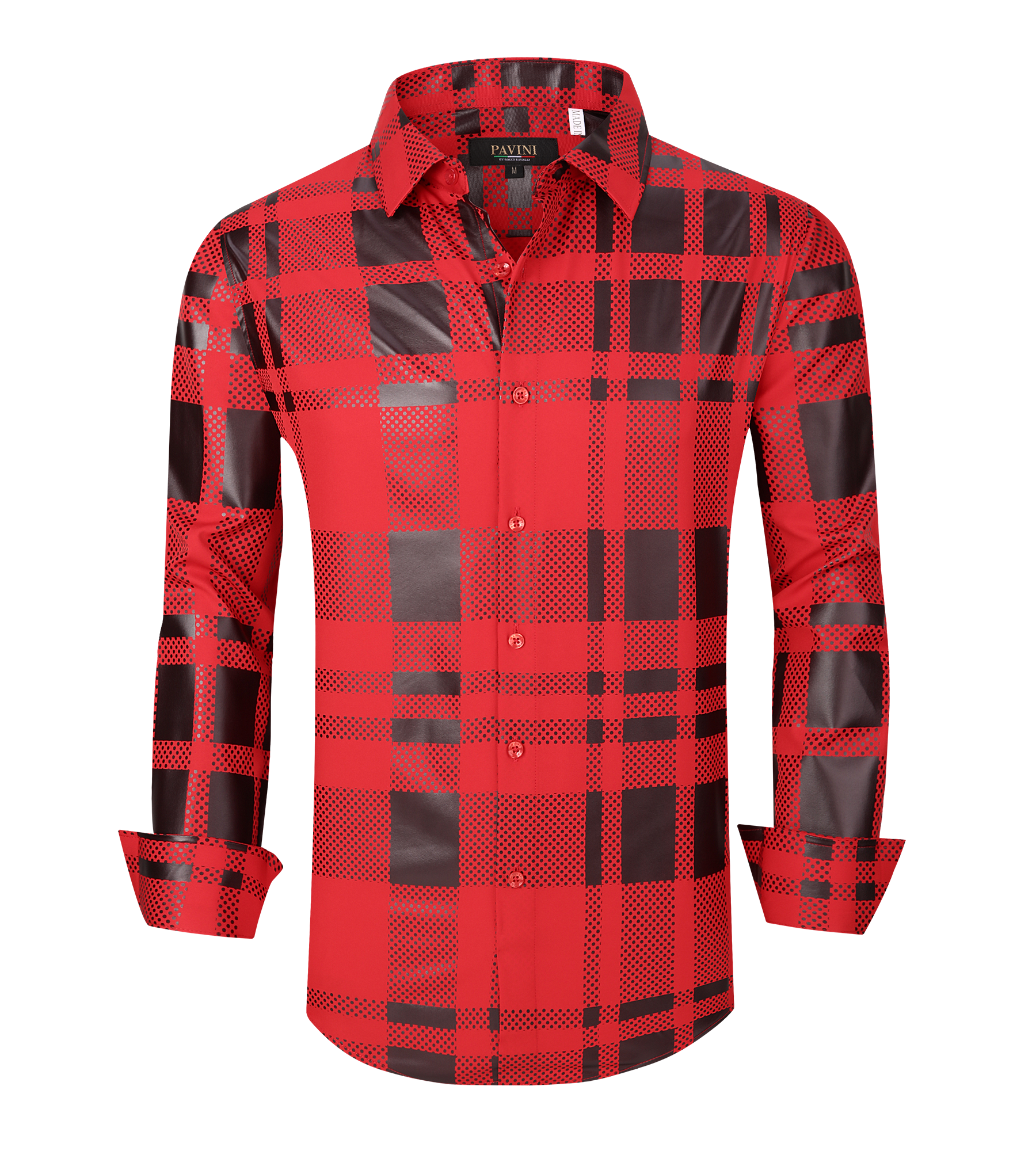 Men's Satin Fashion Shirt with Printed Detail Pavini Men's Satin Fashion Shirt with Printed Detail Pavini