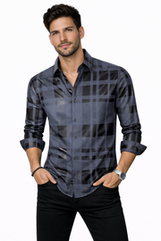 Men’s Satin Fashion Shirt with Printed Detail