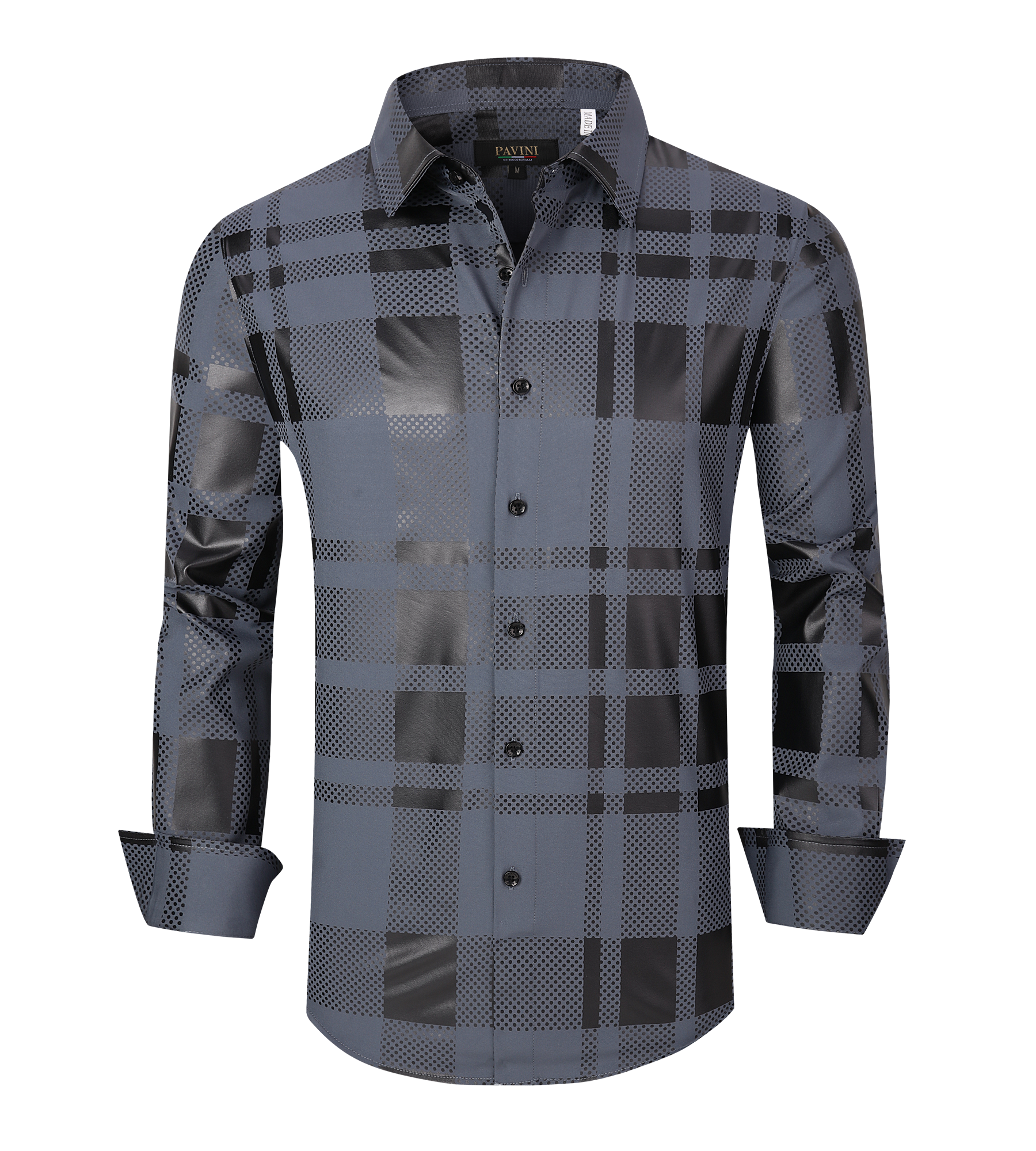 Men’s Satin Fashion Shirt with Printed Detail