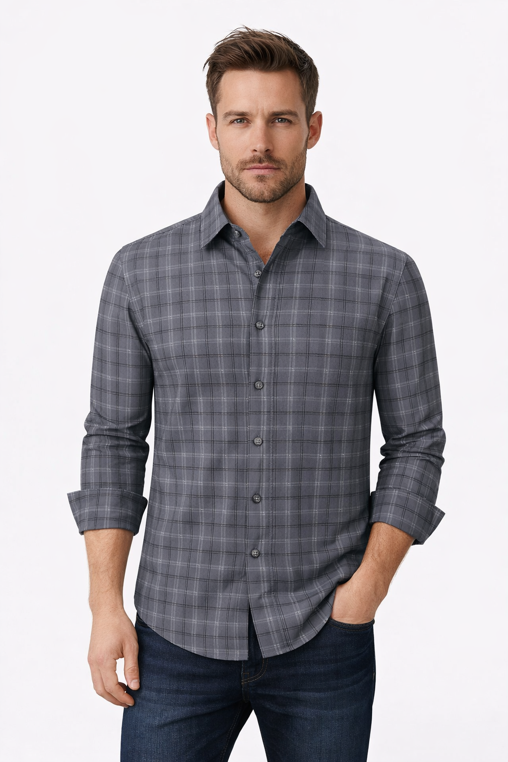 Pavini Long Sleeve Men's Plaid Shirt