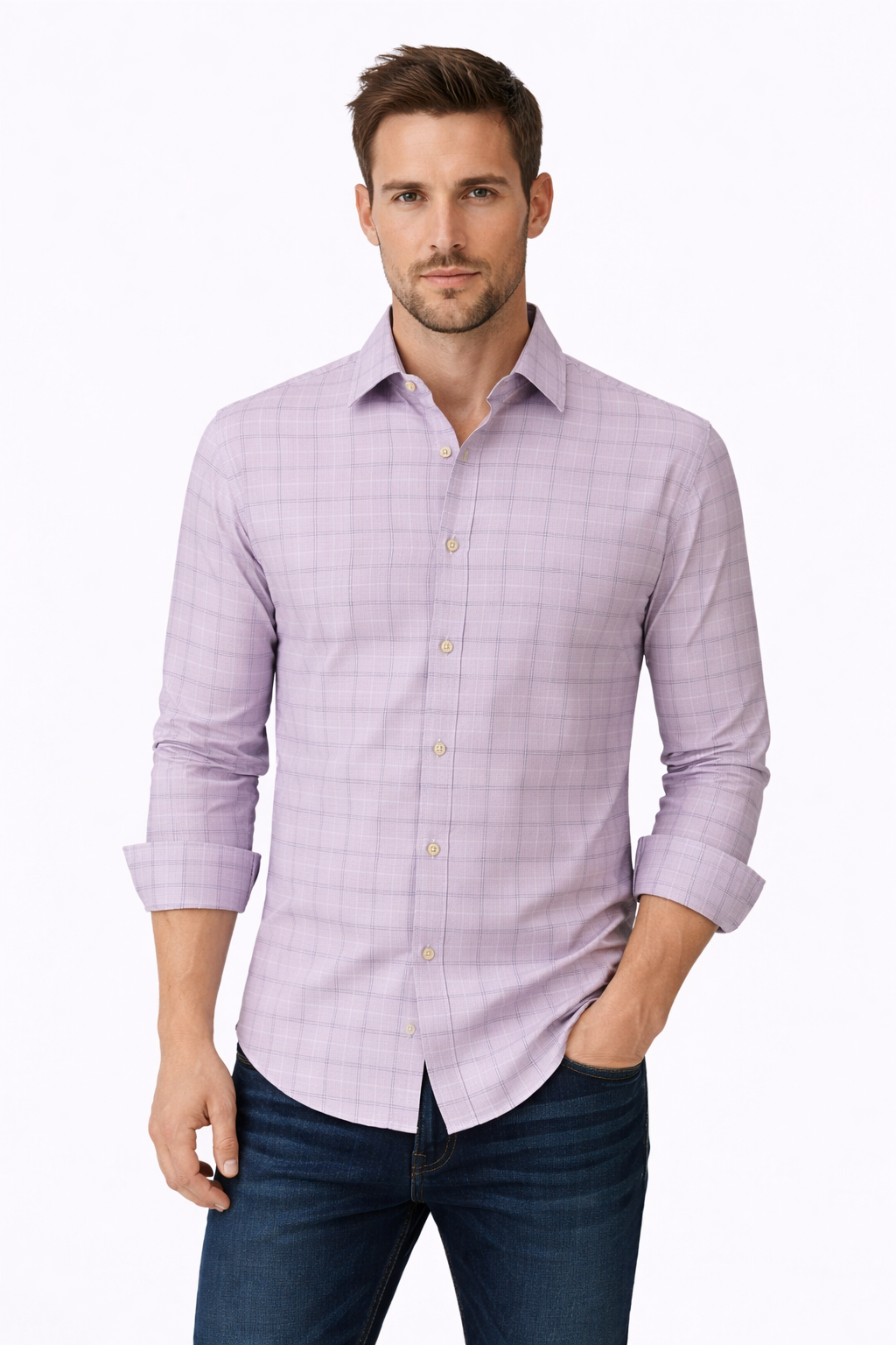Pavini Long Sleeve Men's Plaid Shirt