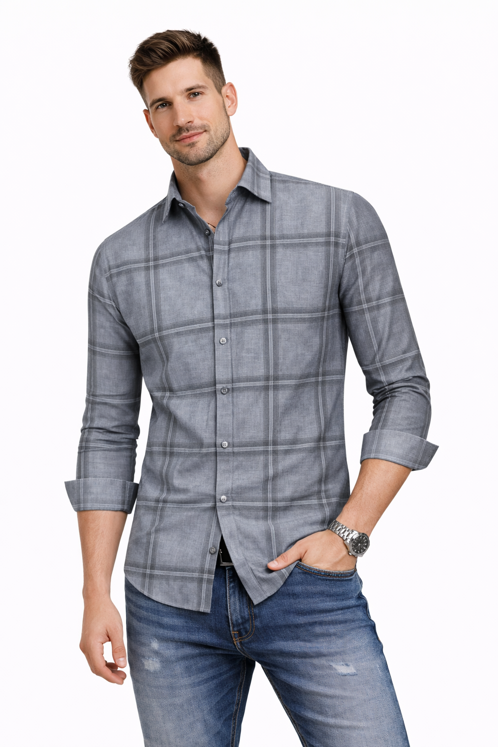 Pavini Long Sleeve Men's Plaid Shirt