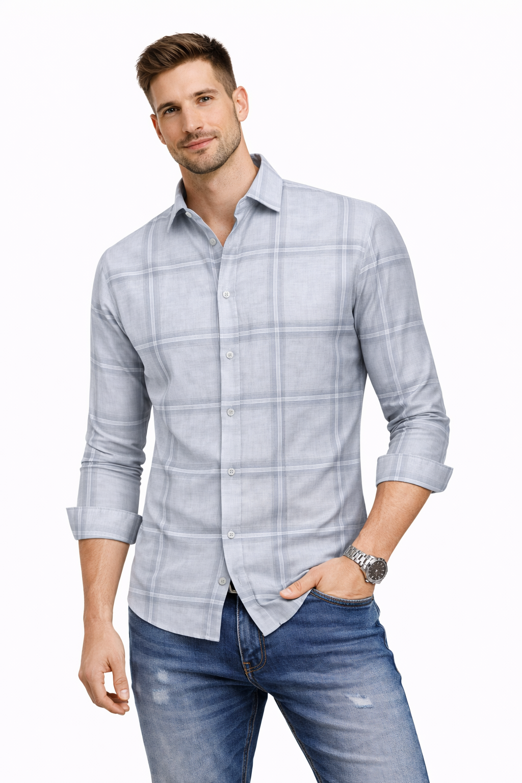 Pavini Long Sleeve Men's Plaid Shirt