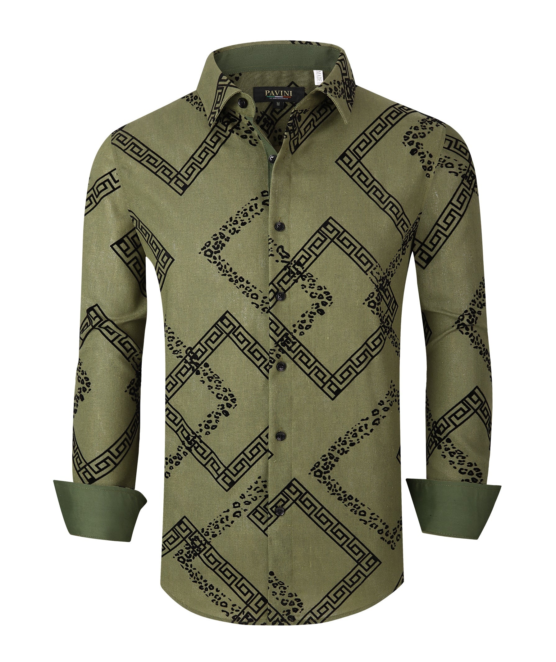 Men’s Linen Fashion Shirt with Flocking Detail