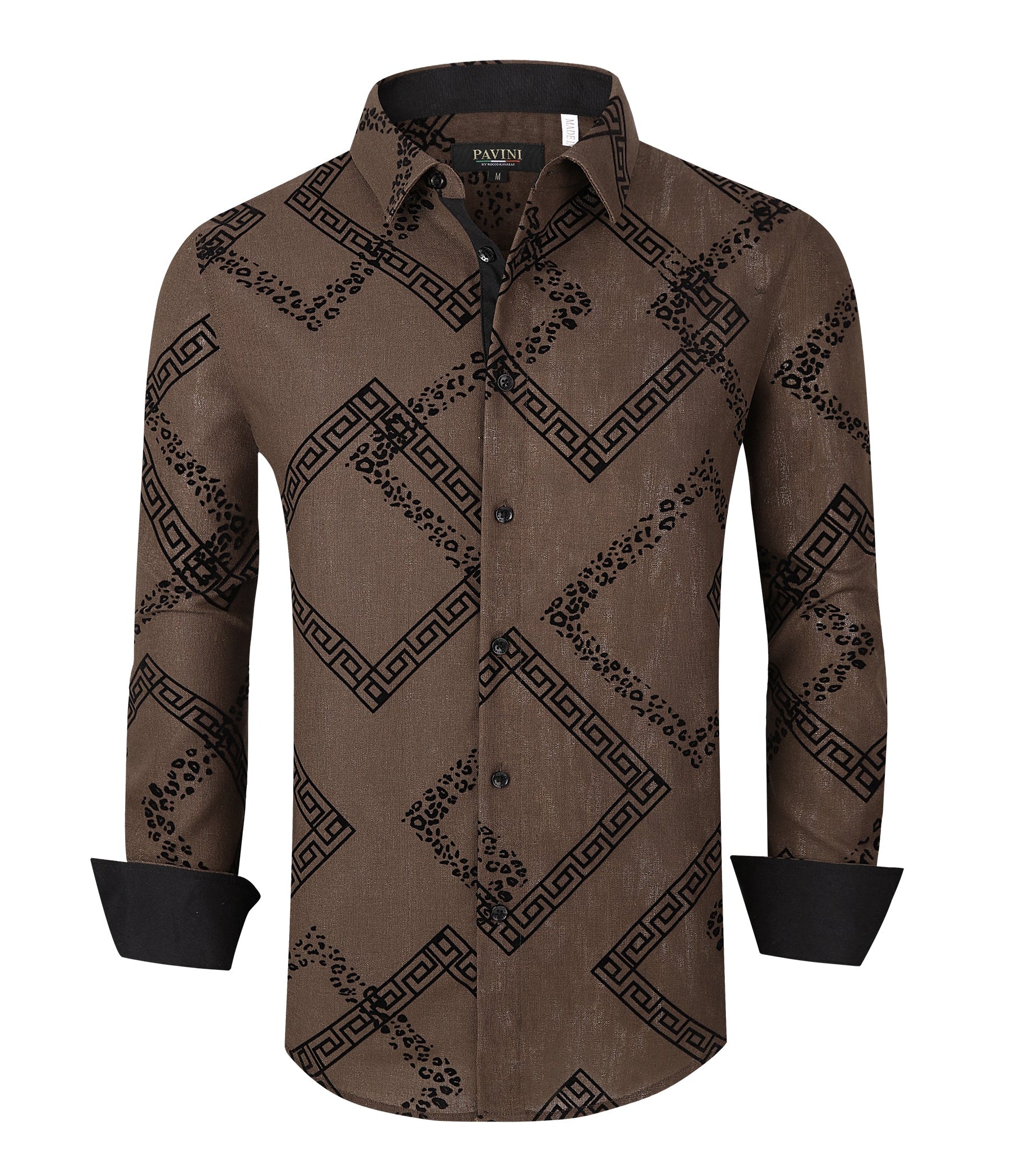 Men’s Linen Fashion Shirt with Flocking Detail