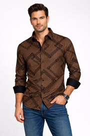 Men’s Linen Fashion Shirt with Flocking Detail