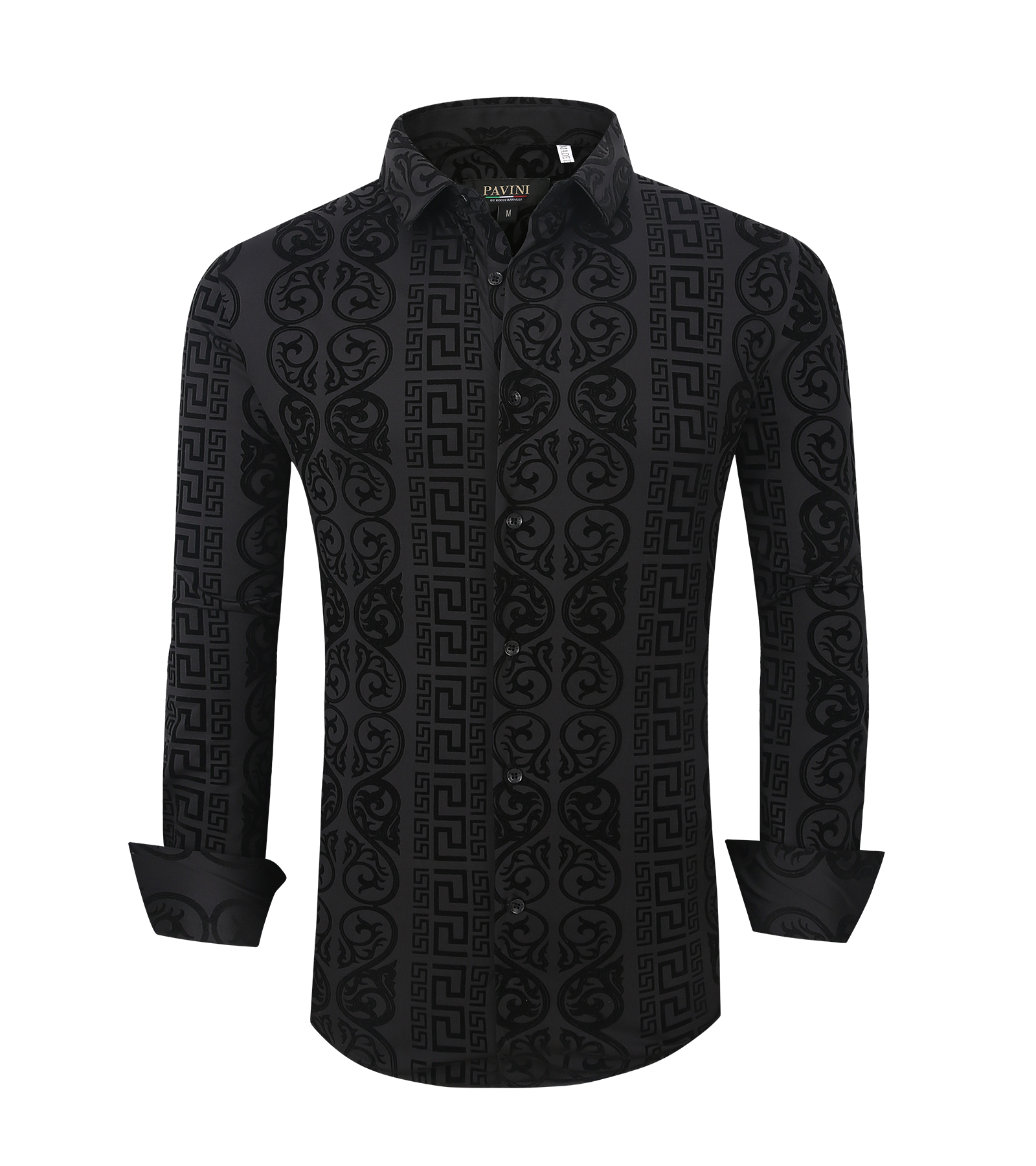 Modern Fit 4-Way Stretch Button-Down Shirt with Flocking