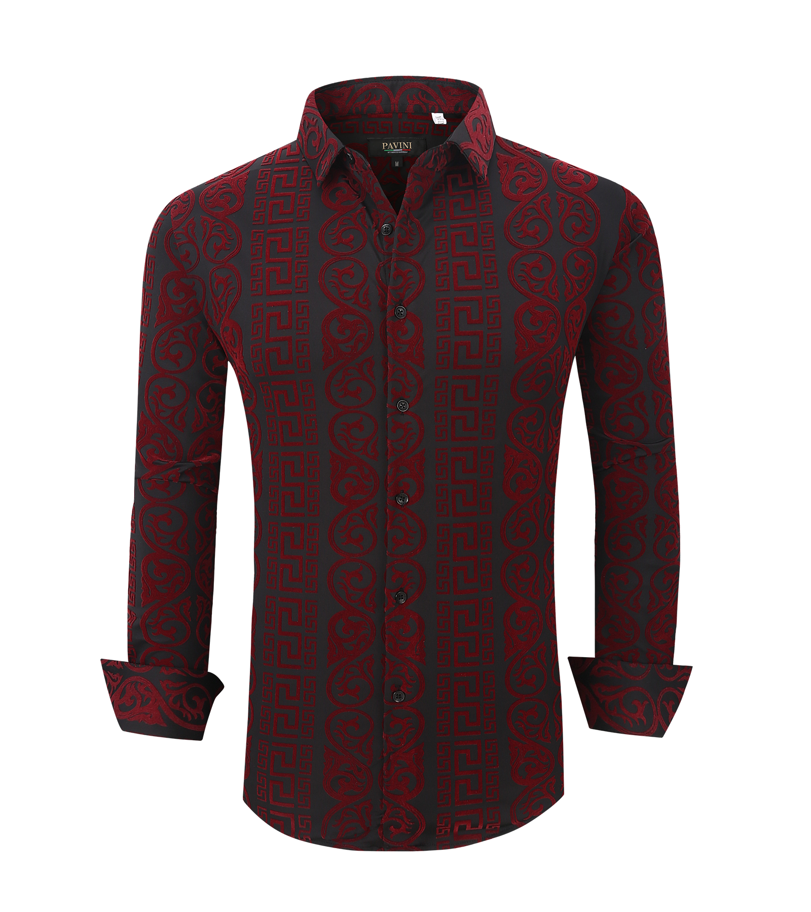 Modern Fit 4-Way Stretch Button-Down Shirt with Flocking