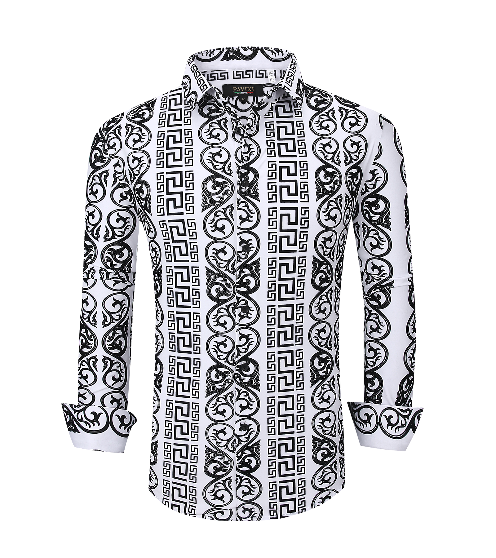 Modern Fit 4-Way Stretch Button-Down Shirt with Flocking