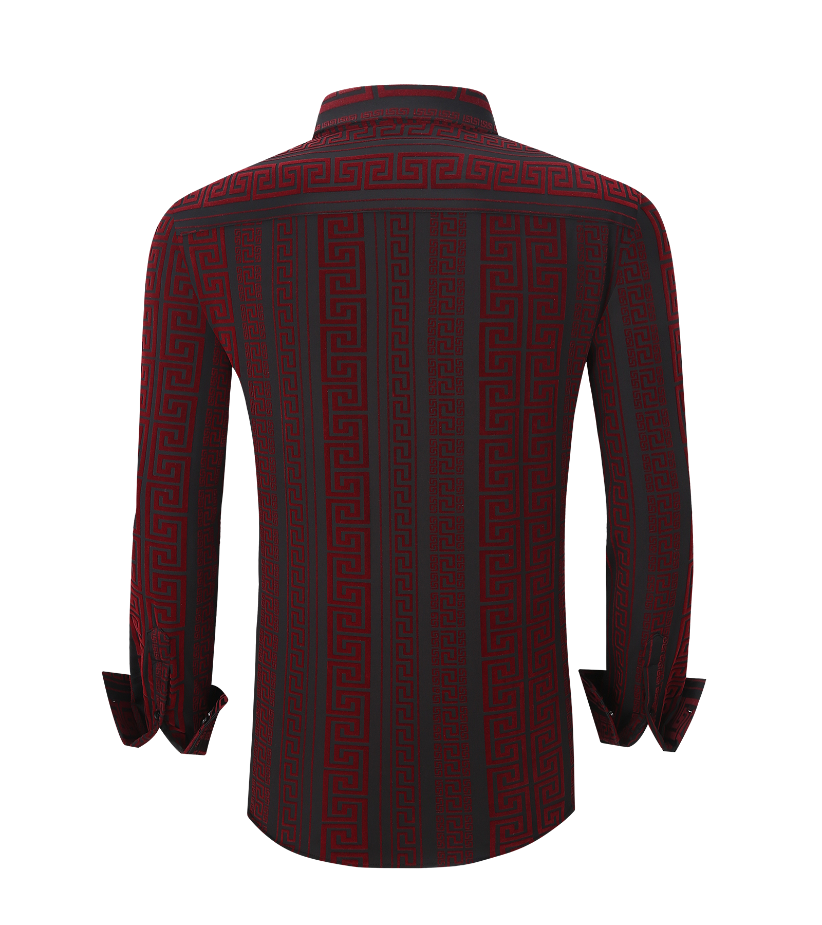 pavini dress shirts Pavini Black-on-Black Geometric Long Sleeve Dress Shirt