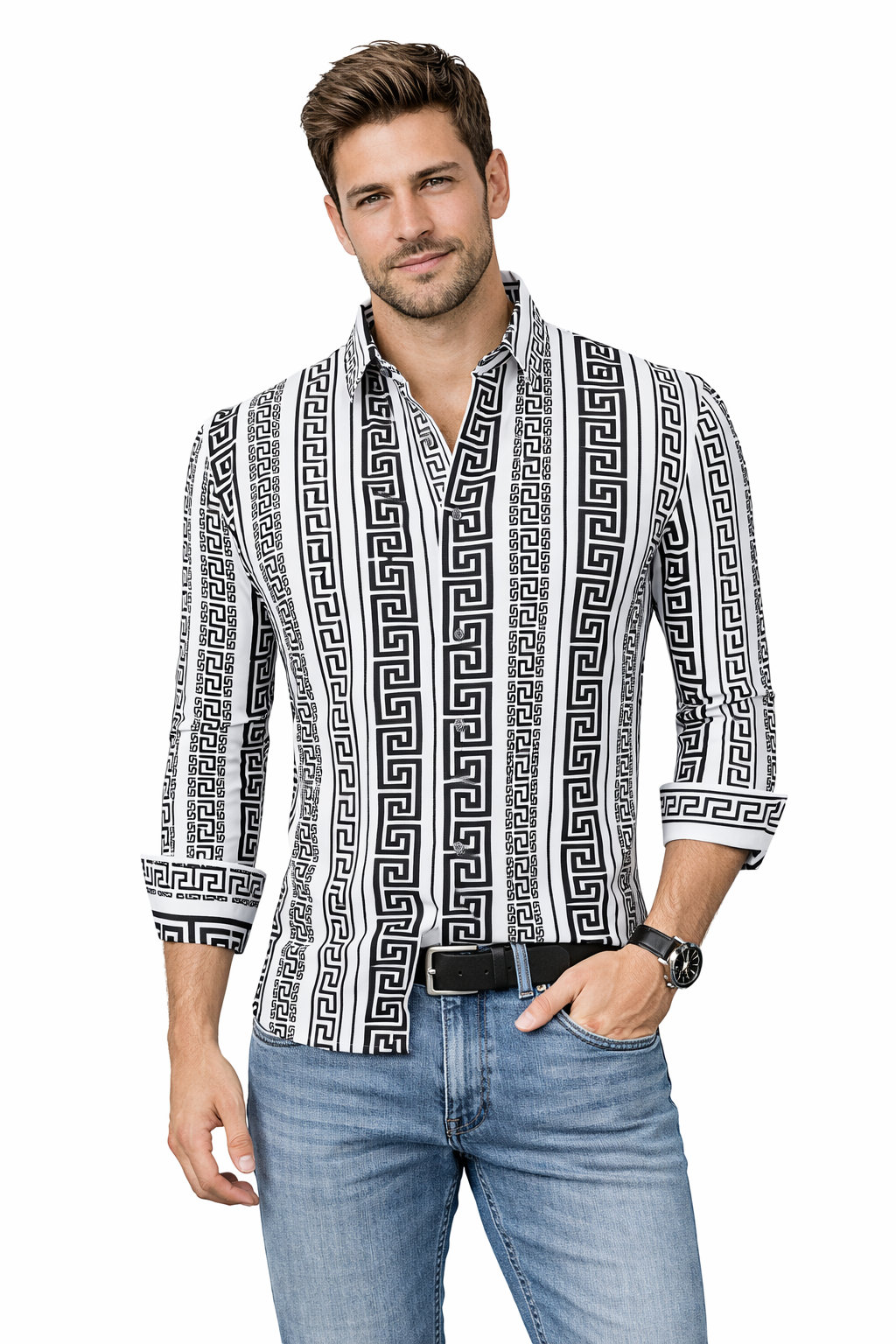 Modern Fit Flocked Button-Down