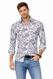 Modern Fit Button-Down Shirt  with Flocking