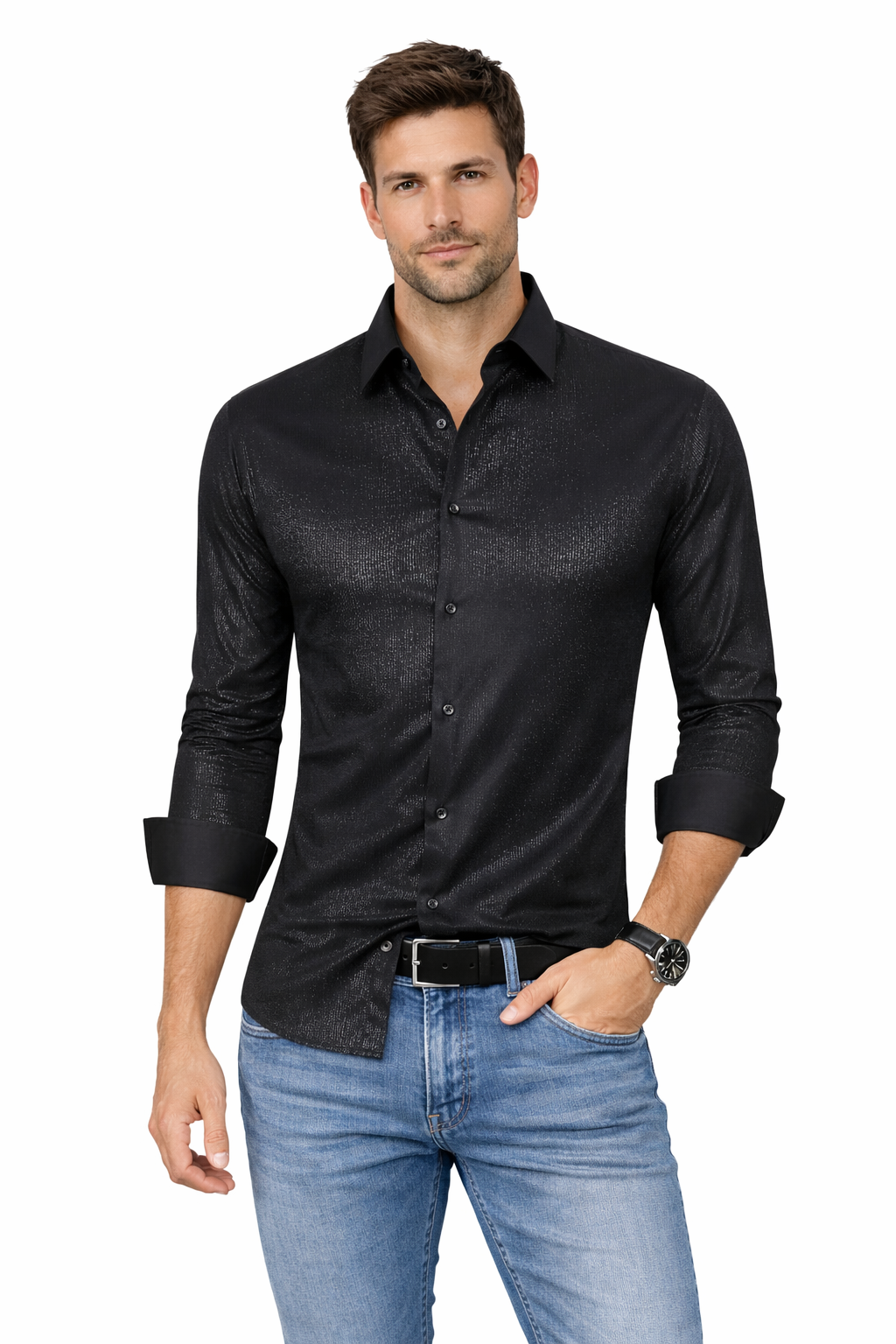 Modern Fit Button Down Satin